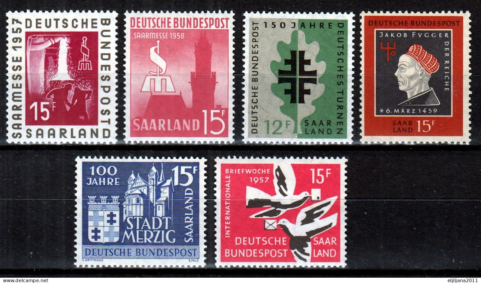 ⁕ German SAAR LAND 1957-1959 ⁕ Small Collection / Lot Of 6 MNH Stamps - Unused Stamps