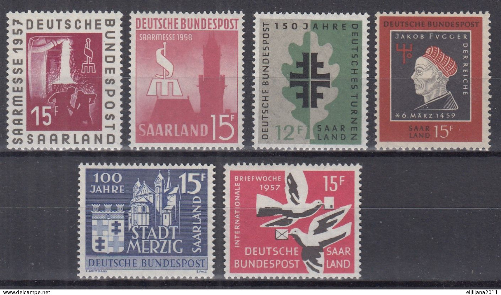 ⁕ German SAAR LAND 1957-1959 ⁕ Small Collection / Lot Of 6 MNH Stamps - Ongebruikt