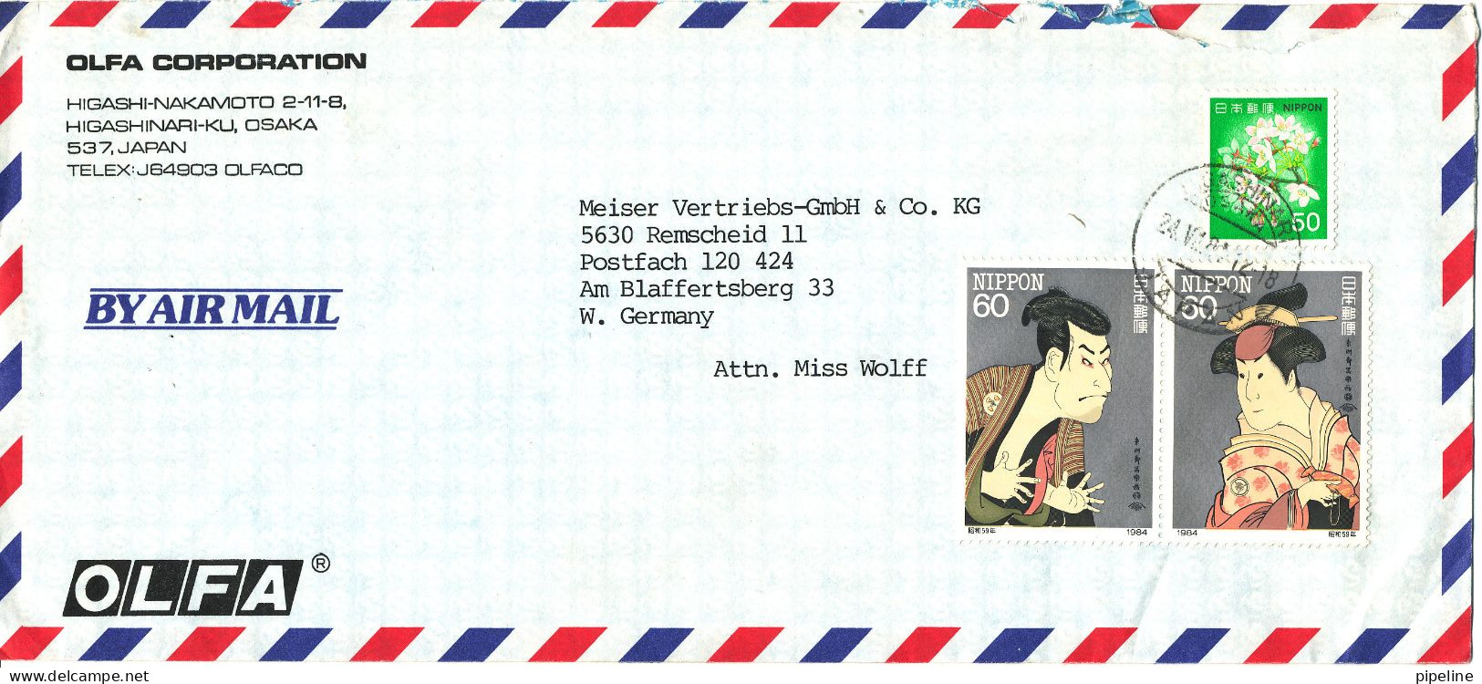 Japan Air Mail Cover Sent To Germany Higashinari Osaka 24-7-1981 - Luftpost