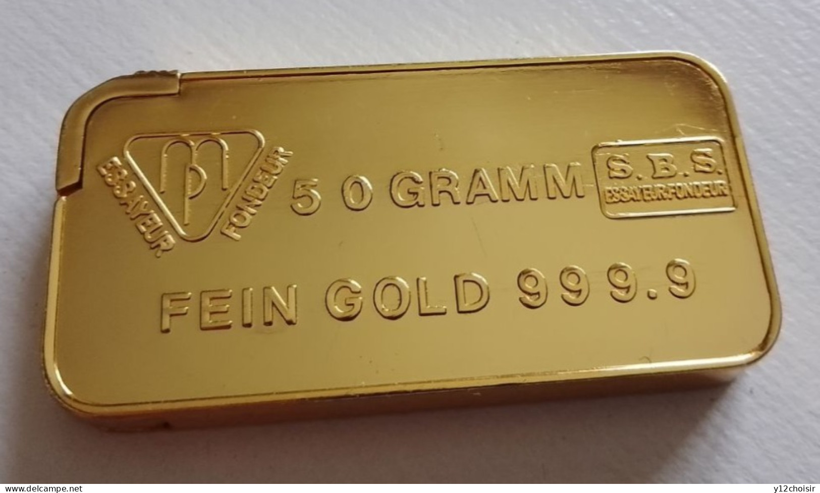 Briquet Société De Banque Suisse . Fein Gold 999.9  Repro Lingot D'or 50 Grammes . SBS SCHWEIZERISCHER BANKVREIN - Autres & Non Classés