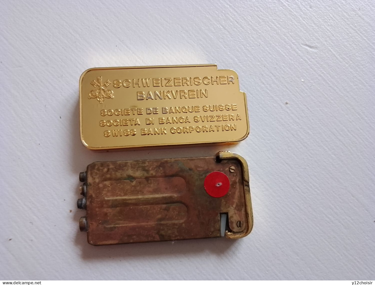 Briquet Société de Banque Suisse . Fein gold 999.9  repro lingot d'or 50 Grammes . SBS SCHWEIZERISCHER BANKVREIN