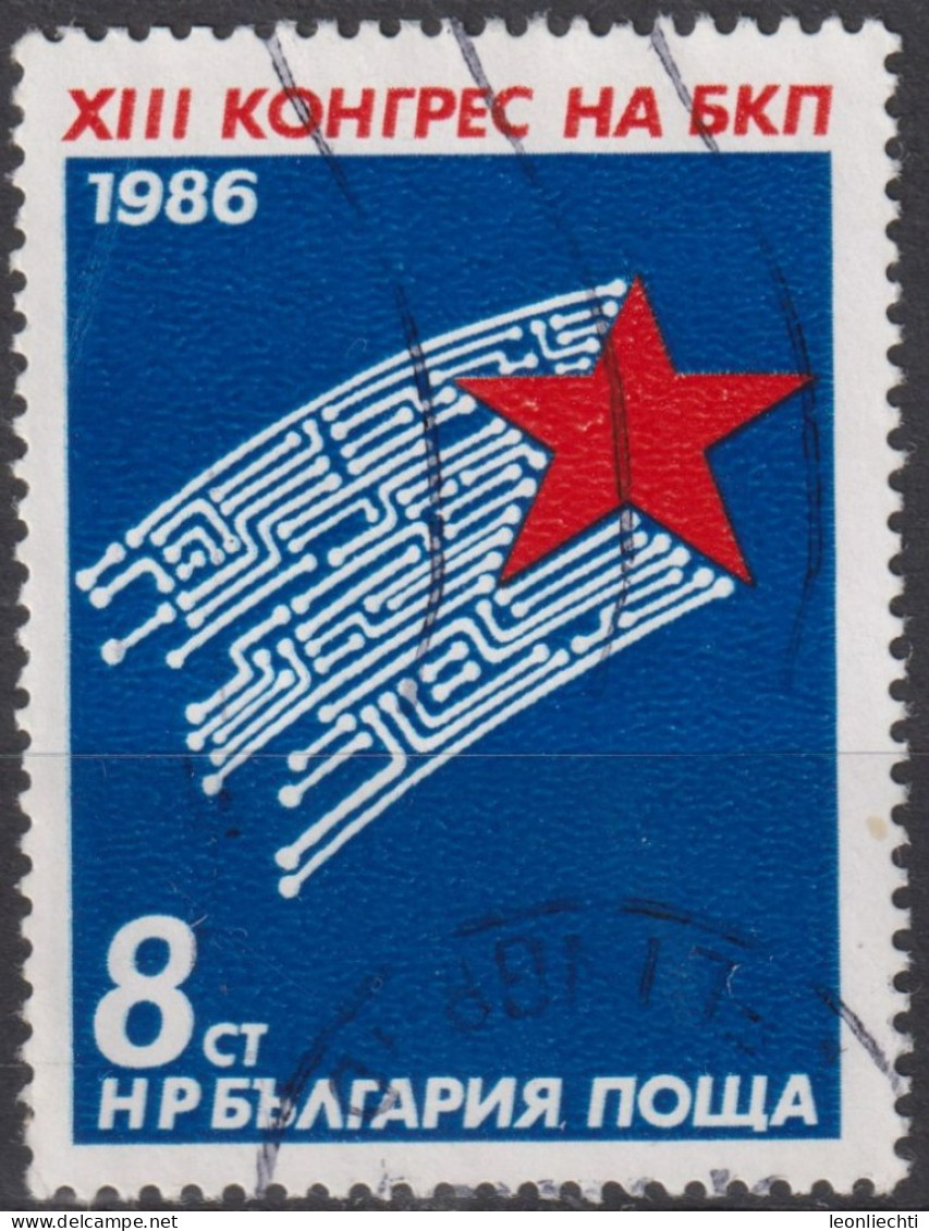 1986 Bulgarien ° Mi:BG 3460, Sn:BG 3156, Yt:BG 3001,13th Congress Of The Bulgarian Communist Party, Comet - Gebraucht