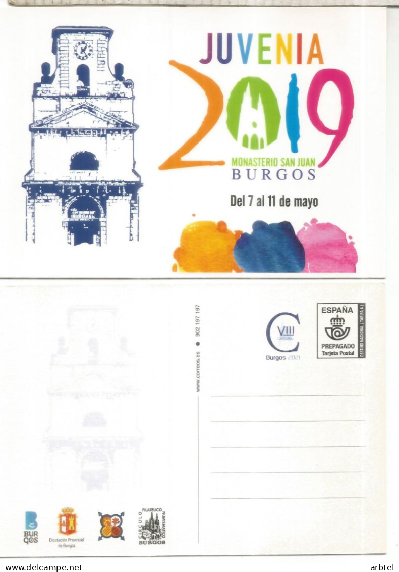 ENTERO POSTAL TARIFA A JUVENIA 2019 BURGOS - 1931-....