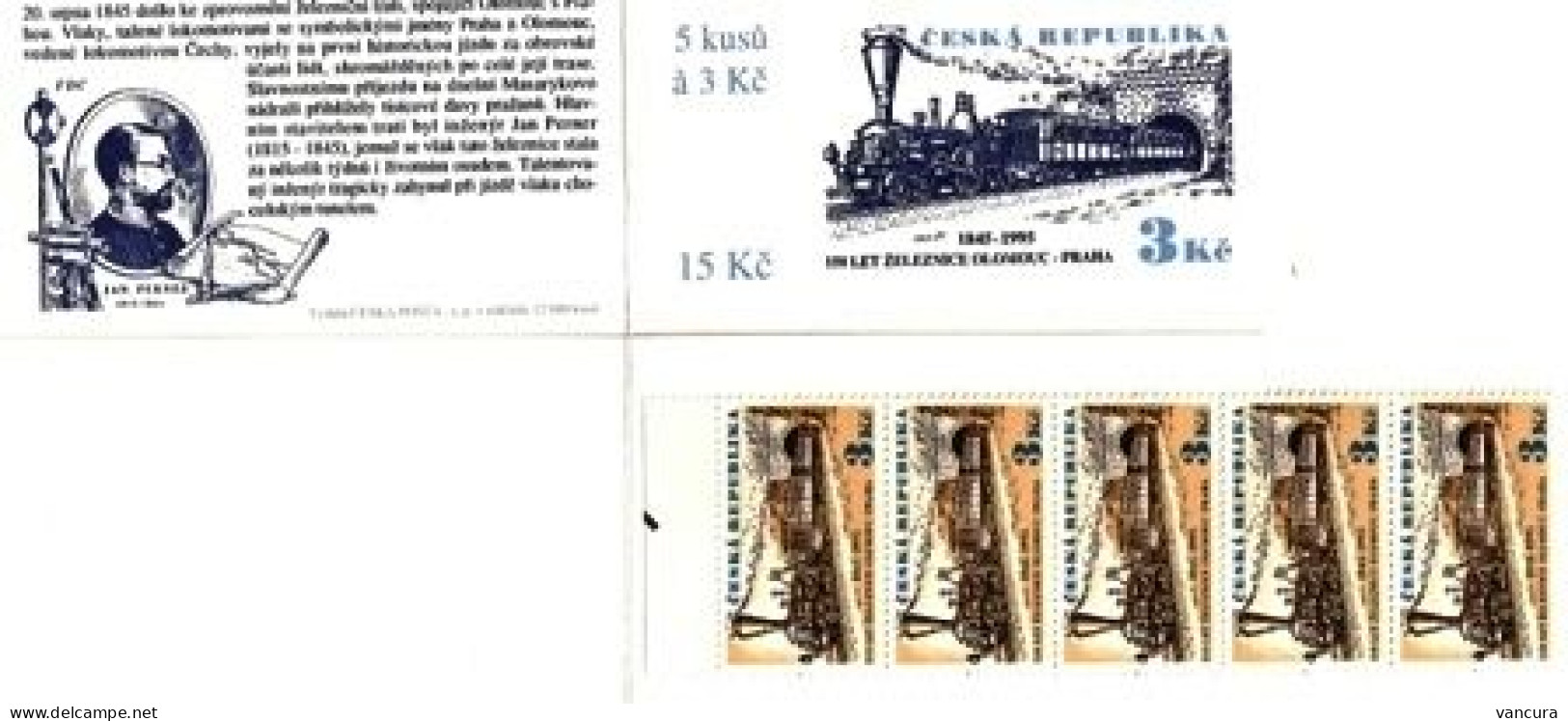 Booklet 81 Czech Republic  150th Anniversary Of The First Train In Prague 1995 - Ongebruikt