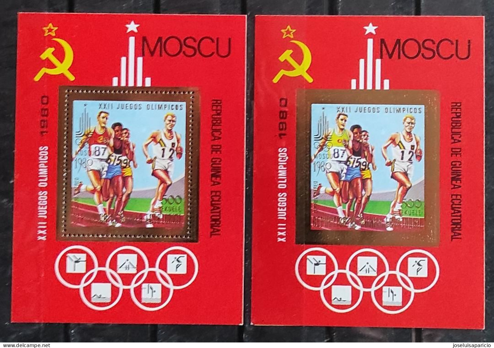 XXII JUEGOS OLIMPICOS MOSCU 80-  HOJAS BLOQUE DORADAS PERFORADAS E IMPEREFORADA - Äquatorial-Guinea