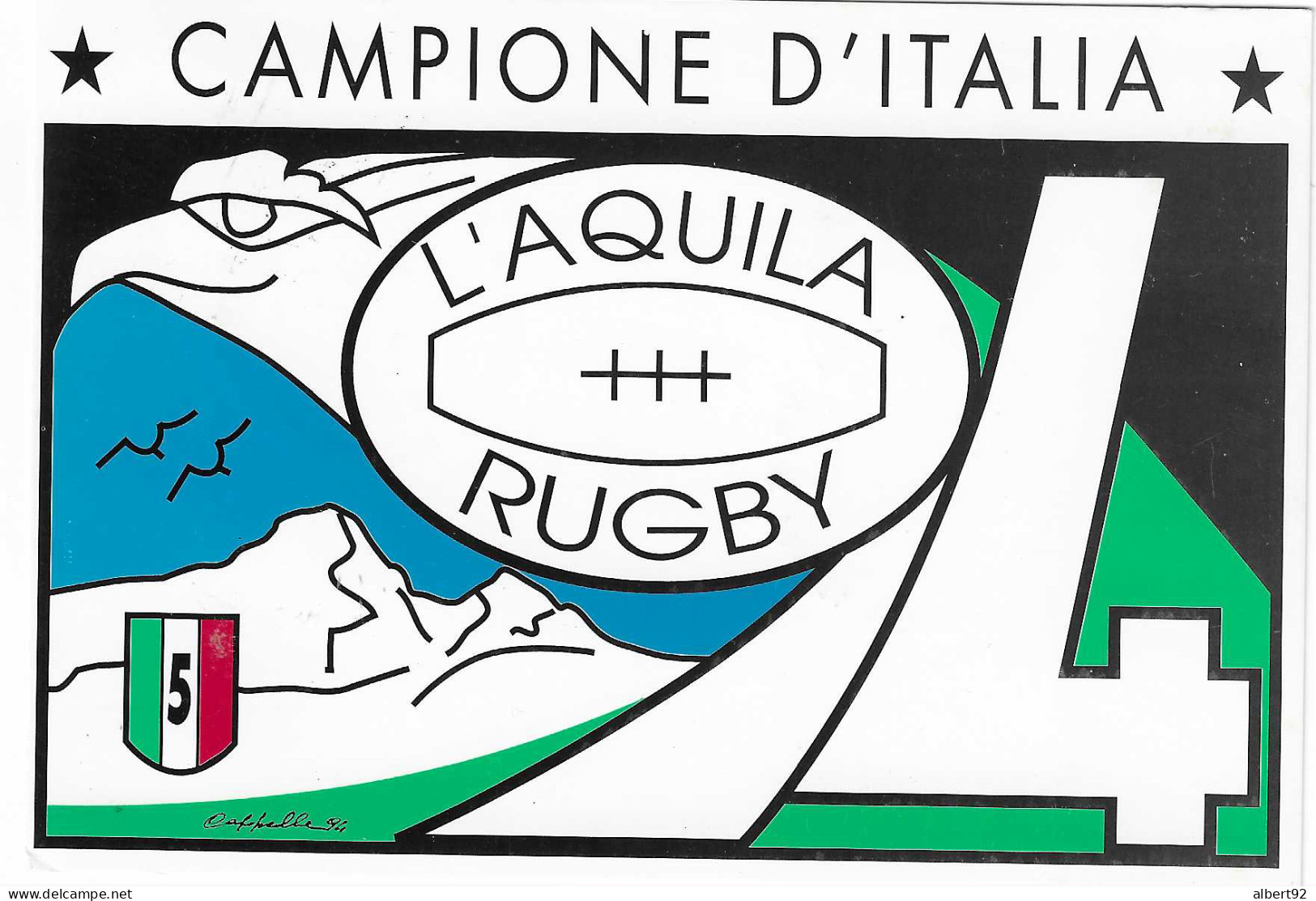 1994 L'Aquila Club Champion D'Italie De Rugby 1993/94: Carte Officielle - Rugby