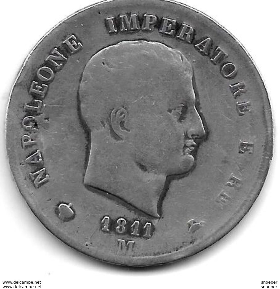 *italy Kingdom Of Napoleon 5 Lire 1811M  Km 10.4 - Napoleonische