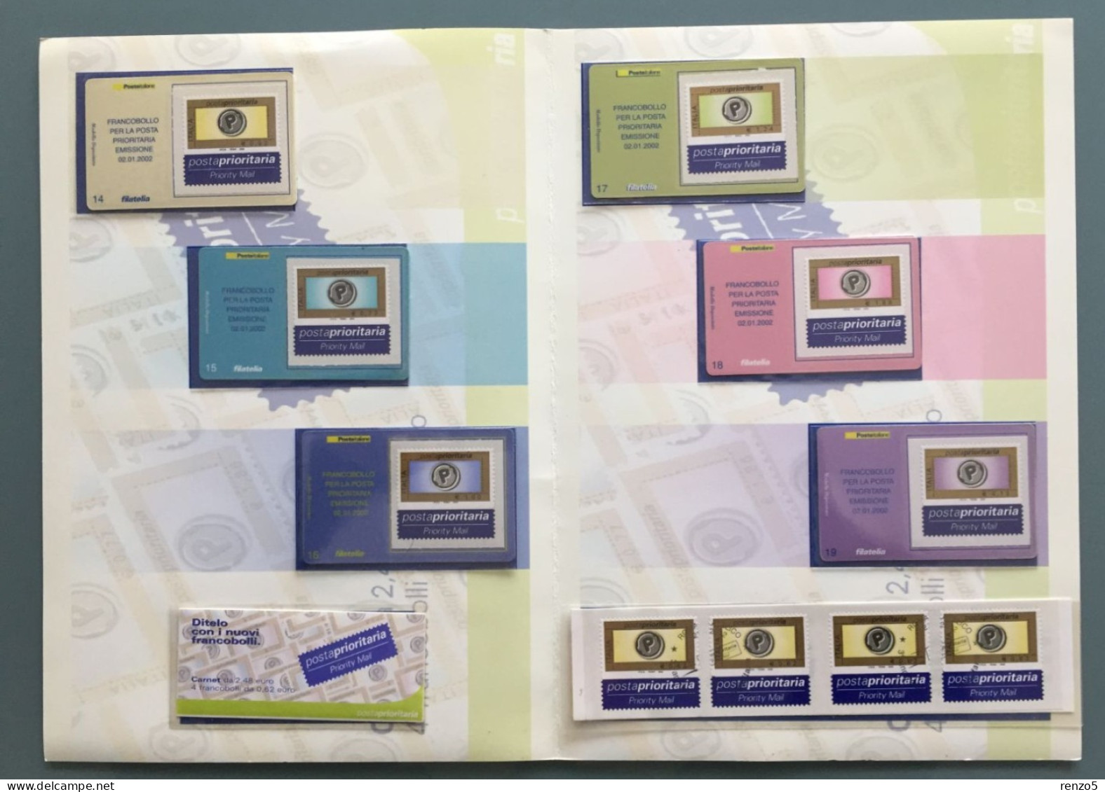 2002 Italia - Folder - Posta Prioritaria E 6 Tessere Filateliche - 18 - Pochettes