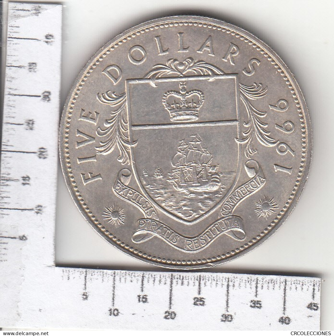 E4113 MONEDA BAHAMAS 5 DOLARES 1966 PLATA  - Autres – Amérique