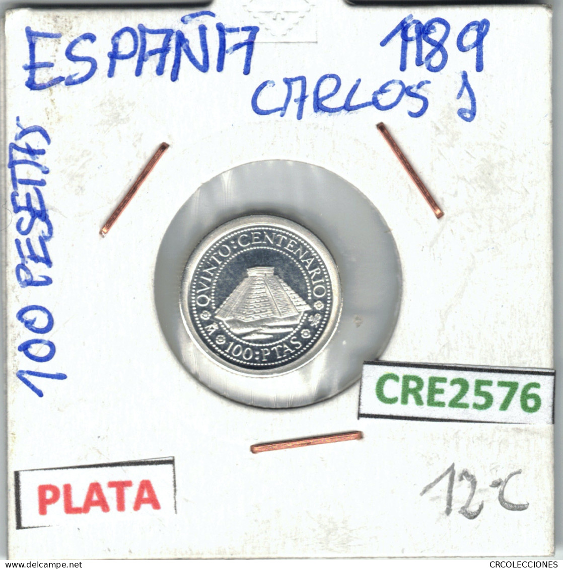 CRE2576 MONEDA 100 PESETAS ESPAÑA JUAN CARLOS I PLATA 1989 - Otros & Sin Clasificación