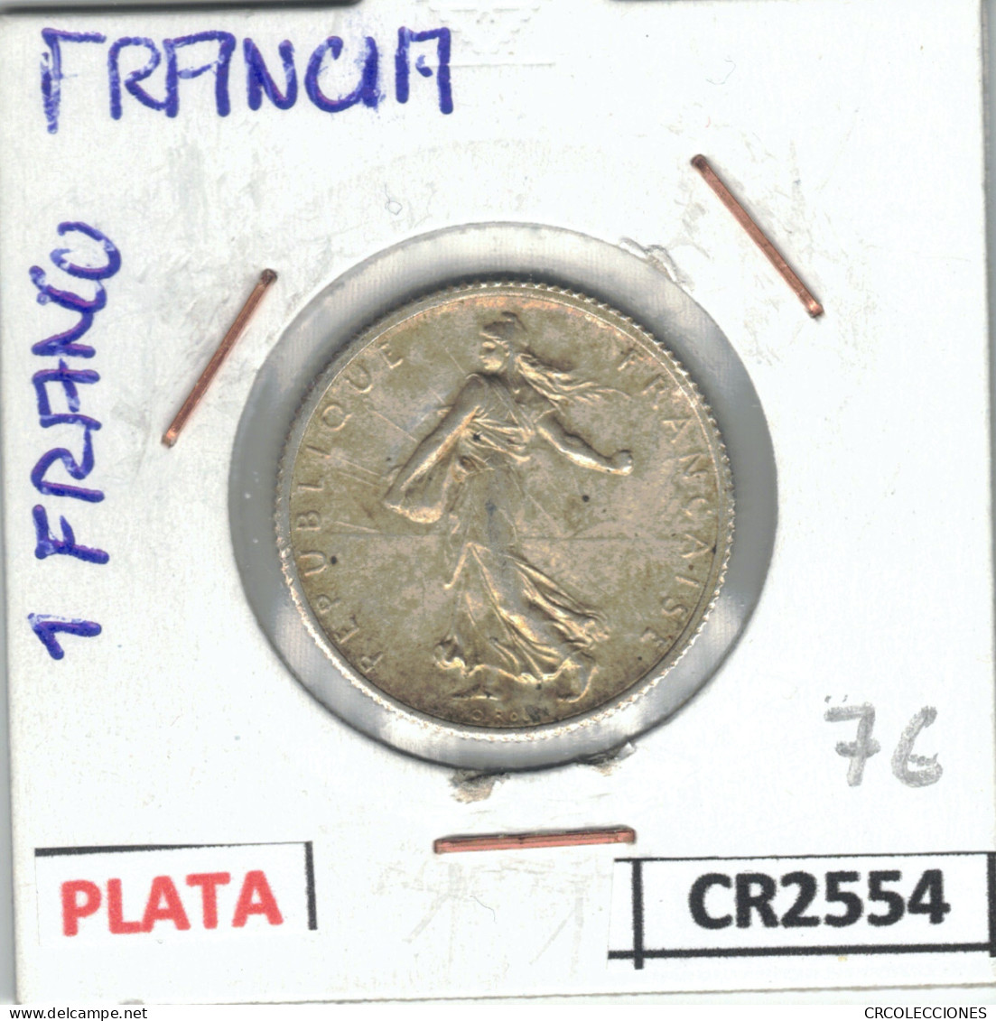 CR2554 MONEDA 1 FRANCO PLATA FRANCIA 1916 - Andere - Europa