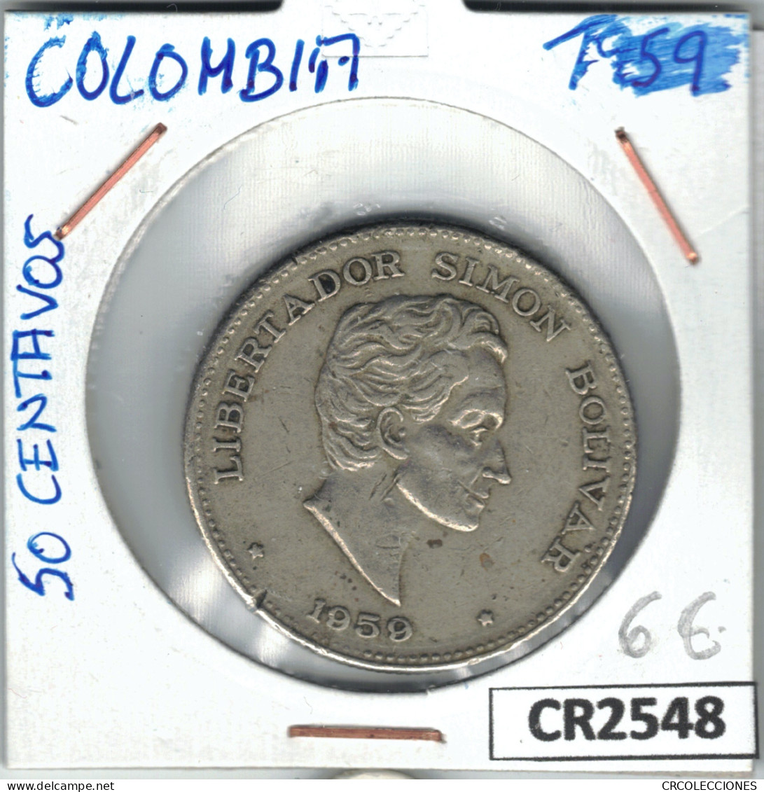 CR2548 MONEDA 50 CENTAVOS COLOMBIA 1959 - Autres – Amérique