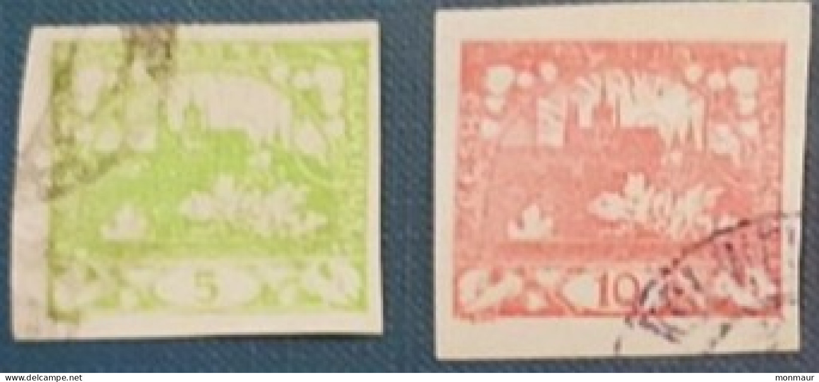 CECOSLOVACCHIA 1918  HRADCANY  5-10h  NON DENTELLATI - Used Stamps