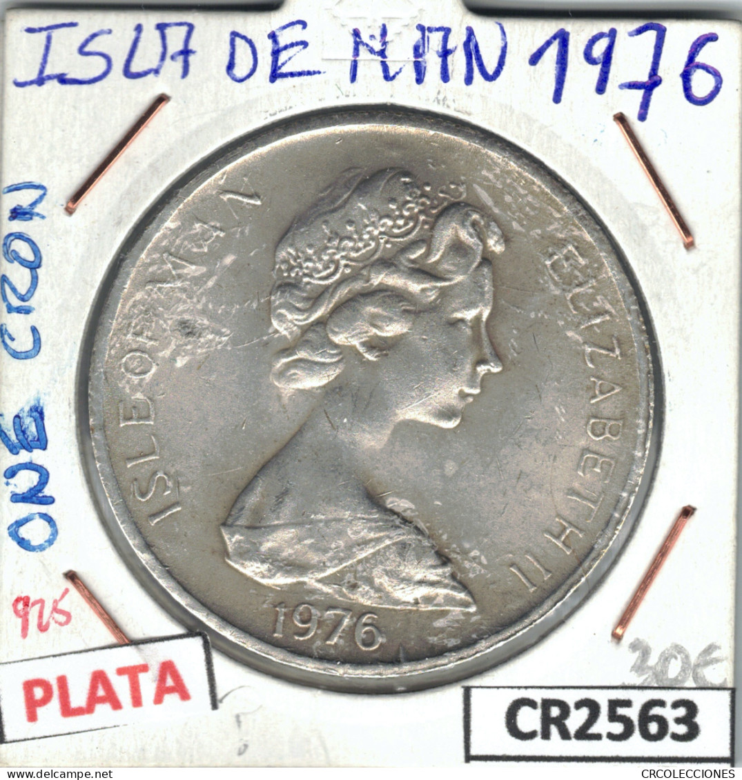 CR2563 MONEDA ONE CROW ISLA DE MAN PLATA 1976 - Andere - Europa