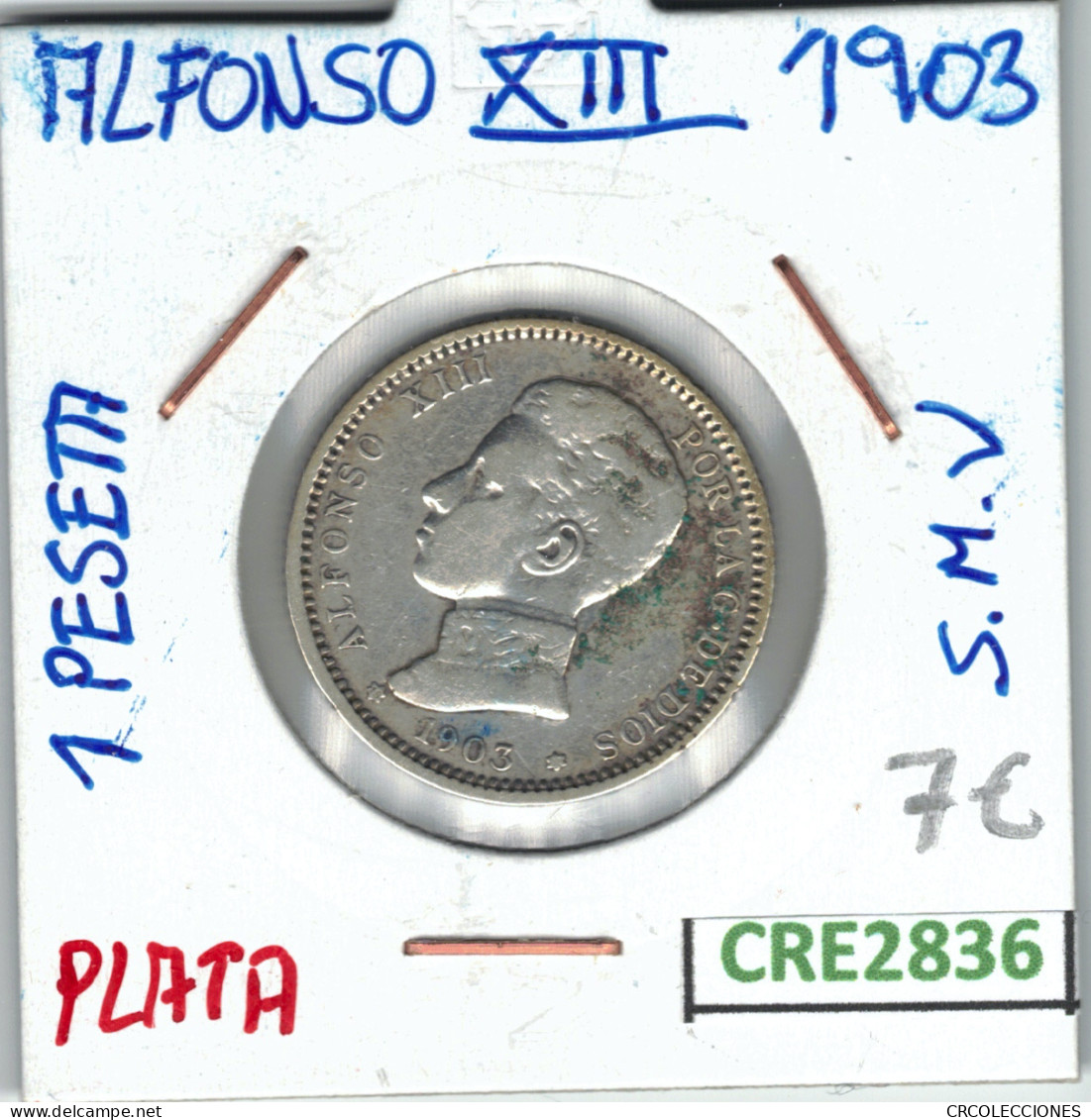 CRE2836 MONEDA 1 PTA ALFONSO XIII PLATA 1903 - Otros & Sin Clasificación