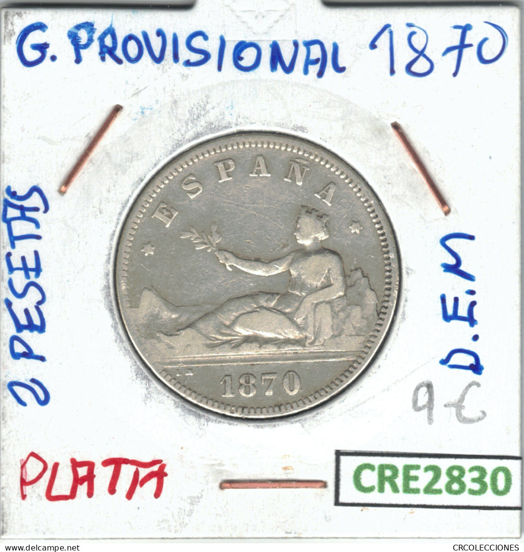 CRE2830 MONEDA 2 PTAS GOBIERNO PROVISIONAL PLATA 1870 - Otros & Sin Clasificación
