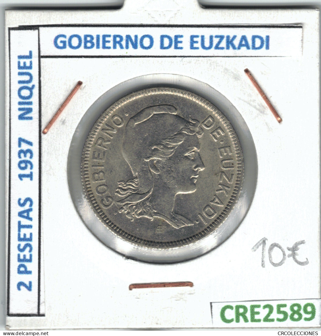 CRE2589 MONEDA 2 PTA GUERRA CIVIL GOBIERNO DE EUZKADI NIQUEL 1937 - Otros & Sin Clasificación