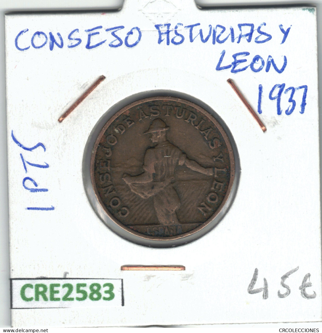 CRE2583 MONEDA 1 PTA GUERRA CIVIL CONSEJO DE ASTURIAS Y LEON 1937 - Otros & Sin Clasificación