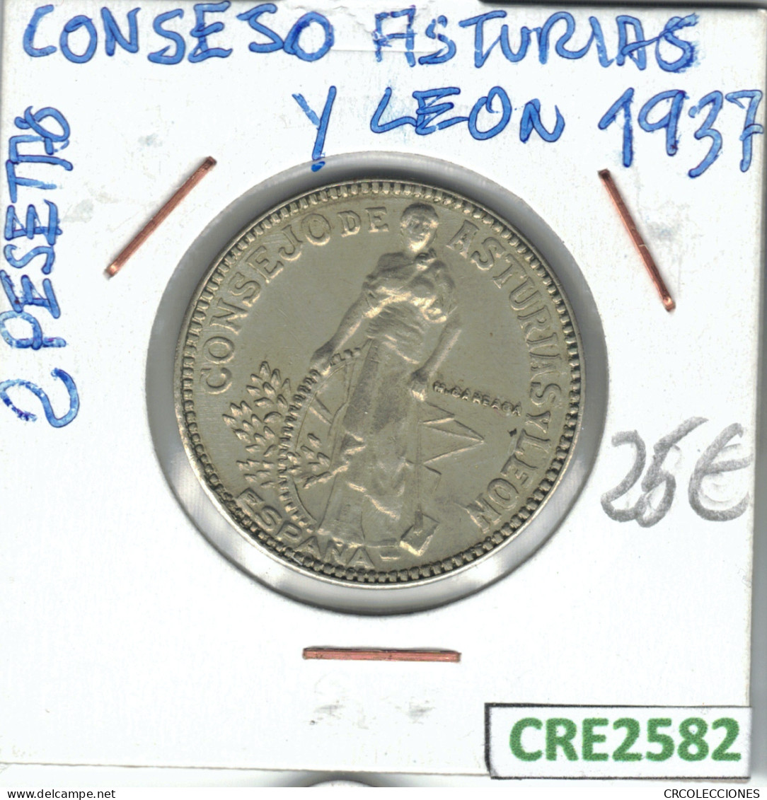 CRE2582 MONEDA 2 PTAS GUERRA CIVIL CONSEJO DE ASTURIAS Y LEON 1937 - Altri & Non Classificati