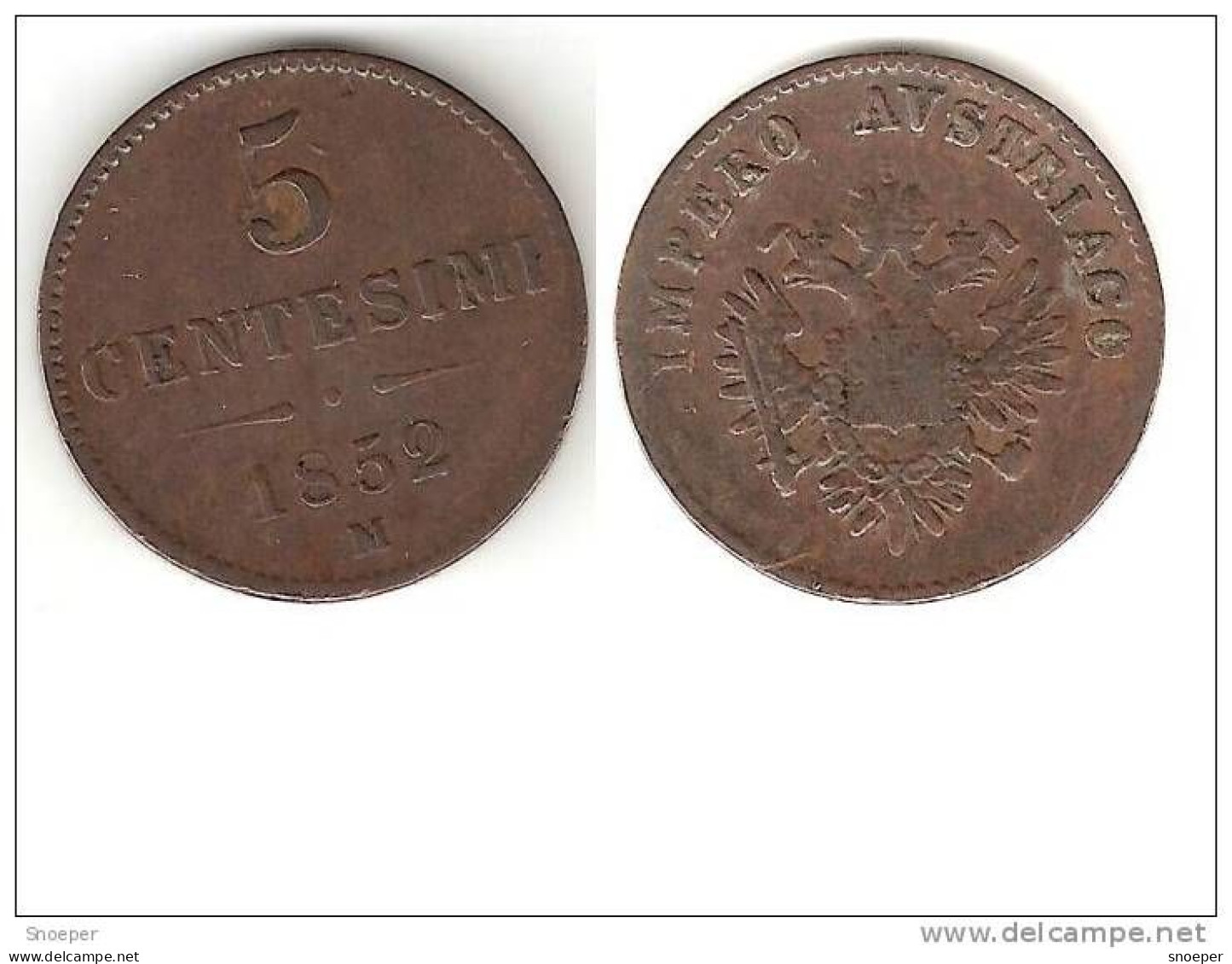 *italy Lombardi Venetia 5 Centesimi 1852 M  Km 31.1  Vf - Lombardie-Vénétie