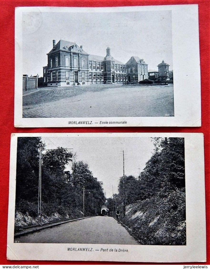 MORLANWELZ  - 4 CARTES  : Pont De La Drève, Ecole Communale, Panorama, Musée Warocqué -  1905 - Morlanwelz