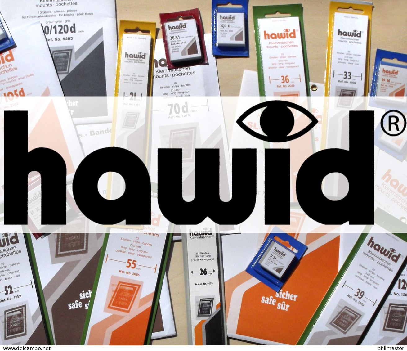 HAWID-Streifen 2075, 210 X 75 Mm, Glasklar, 10 Stück, D* - Weiße Verpackung - Postzegelhoes