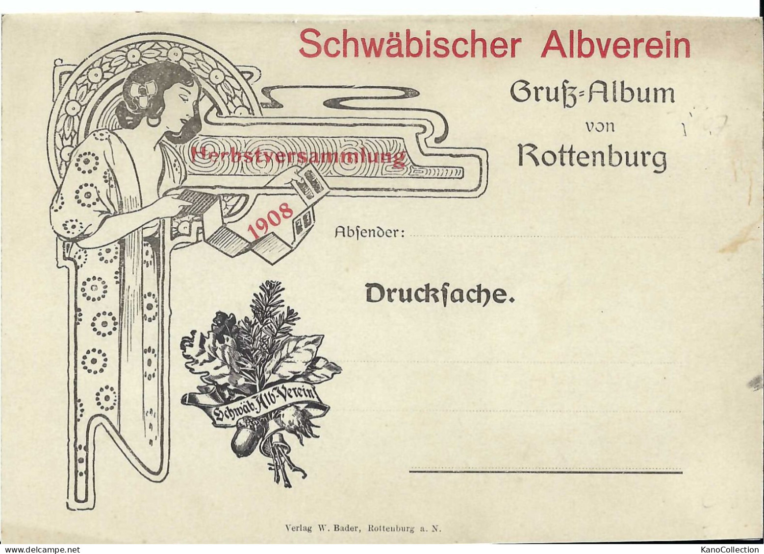 Rottenburg Von Der Neckarhalde, Schwäbischer Albverein, Herbstversammlung 1908, Gruß-Album Von Rottenburg - Rottenburg