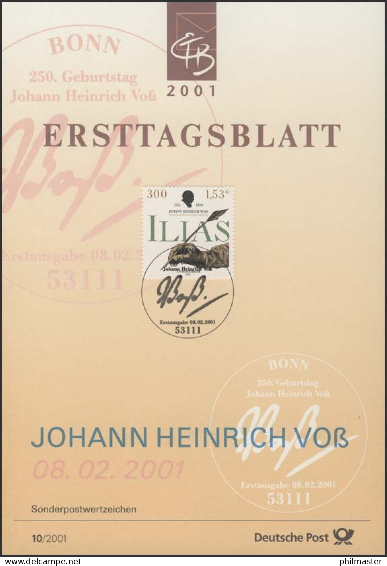 ETB 10/2001 Johann Heinrich Voß, Schriftsteller - 2001-2010