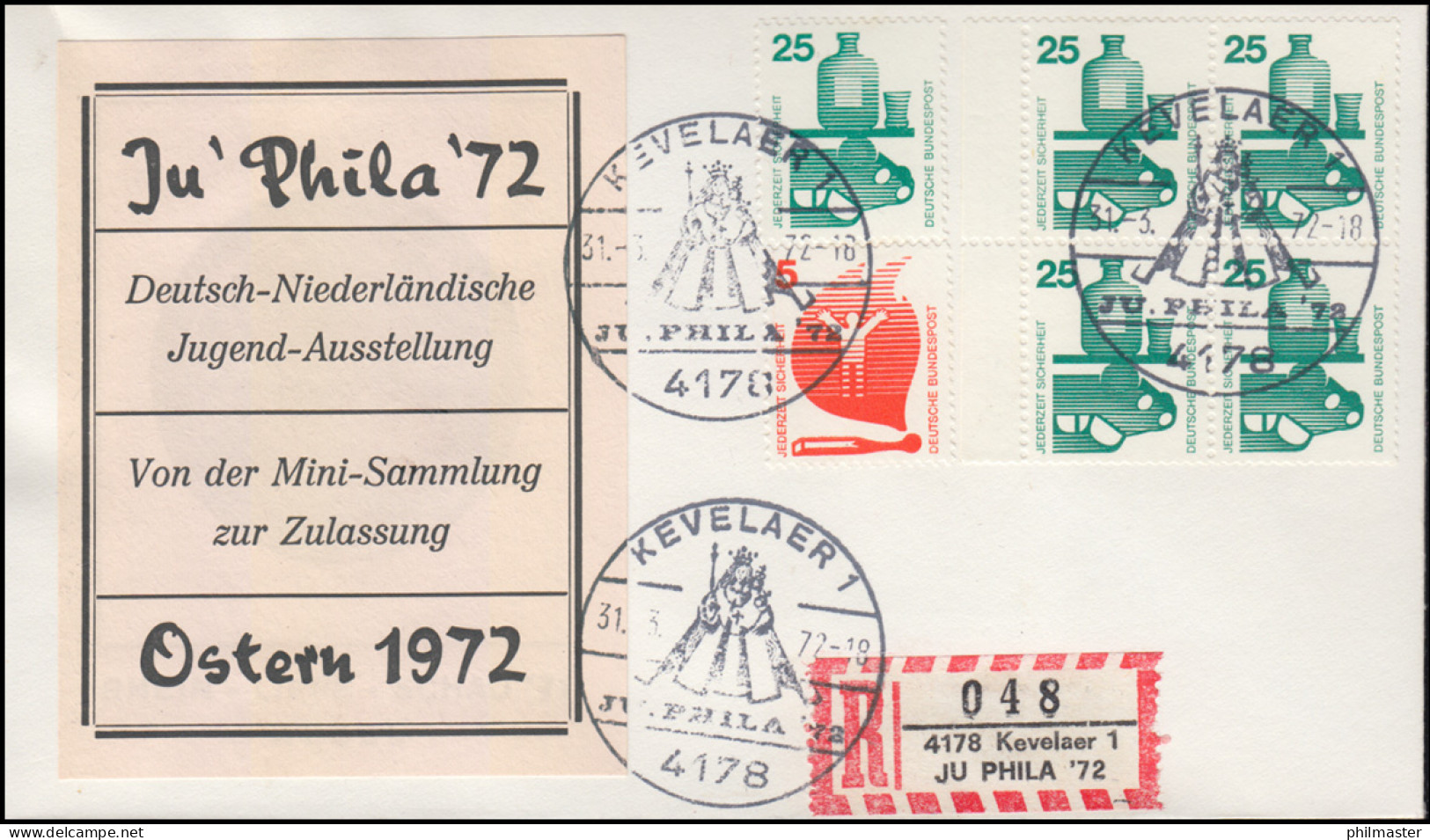 Unfall Heftchenblatt 20 Mit Zusatzfr. Auf Schmuck-R-Brief SSt KEVELAER 31.3.72 - Esposizioni Filateliche