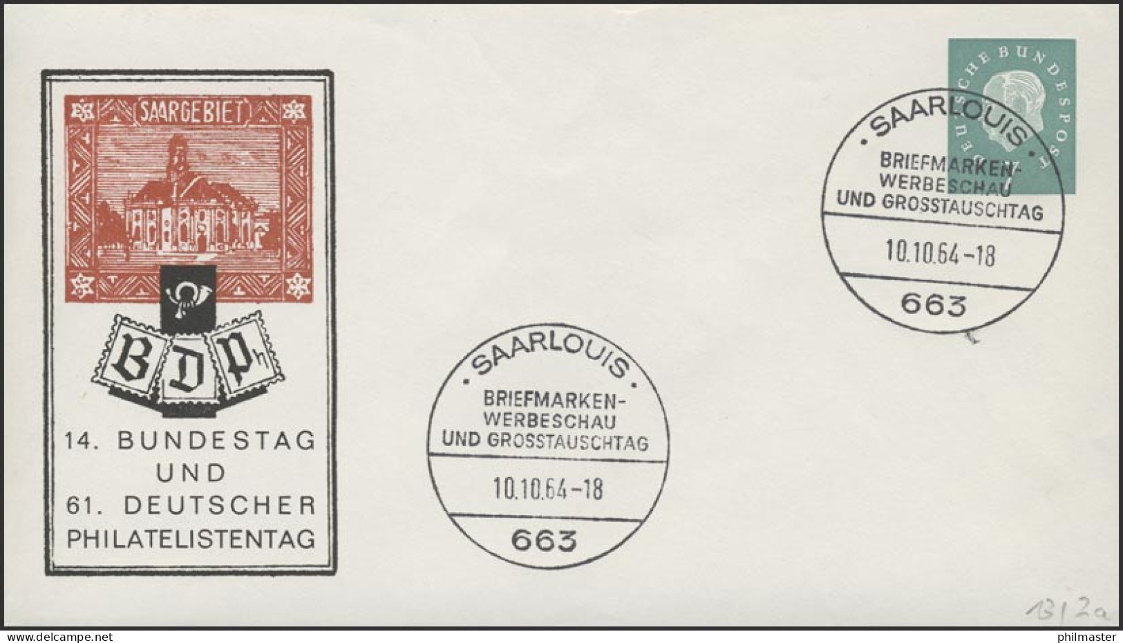 Privatganzsache Umschlag 7 Pf Heuss II BDPh / Höhe Ca. 2,5 Mm SSt 10.10.64 - Enveloppes Privées - Neuves