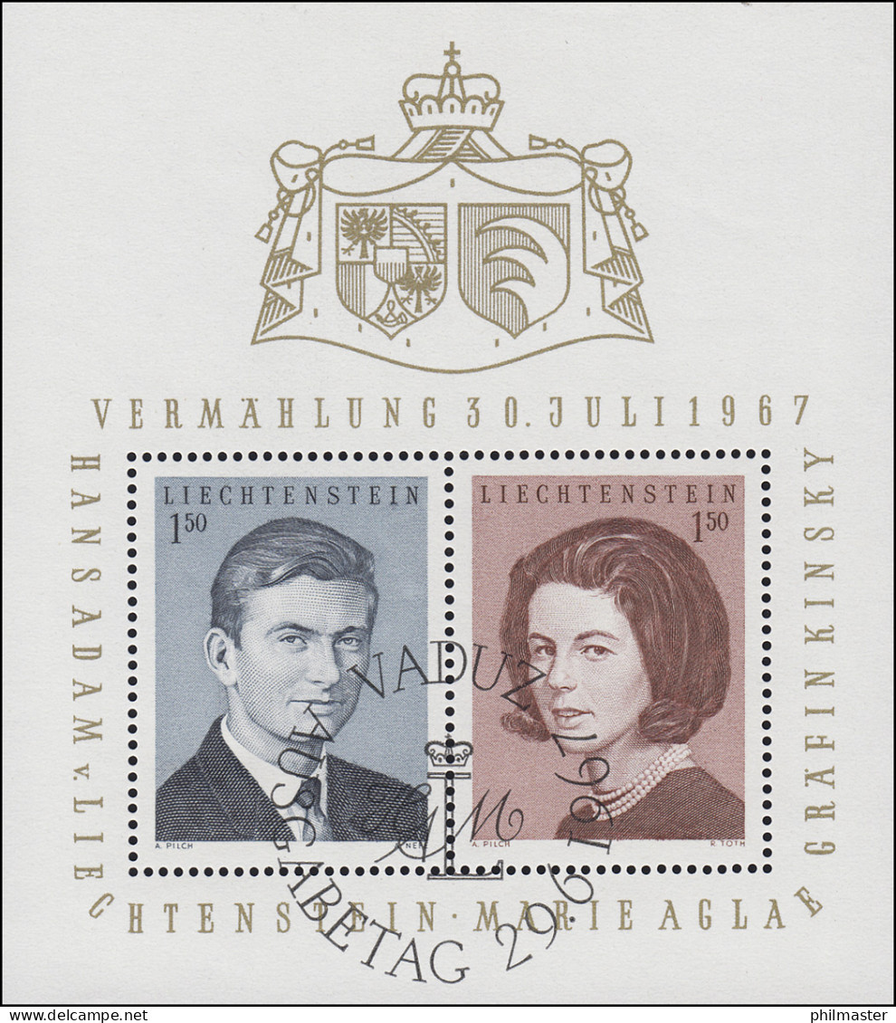 Liechtenstein Block 7 Hochzeit 1967, ESSt Vaduz 29.6.67 - Used Stamps