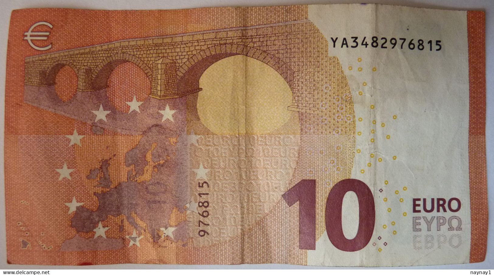 10 Chiffres Différents N° YA 3482976815 Billet 10 € Draghi Numéro Rare No Radar Y006 / YA - 10 Euro