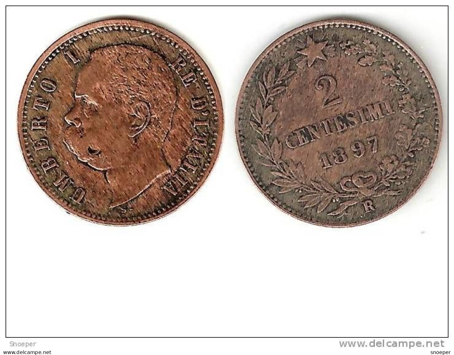 * Italy 2 Centesimi 1897  Km 30  Xf+ !!!!! High Quality Coin !!!!!catalog Val 40,00 $ - 1878-1900 : Umberto I.