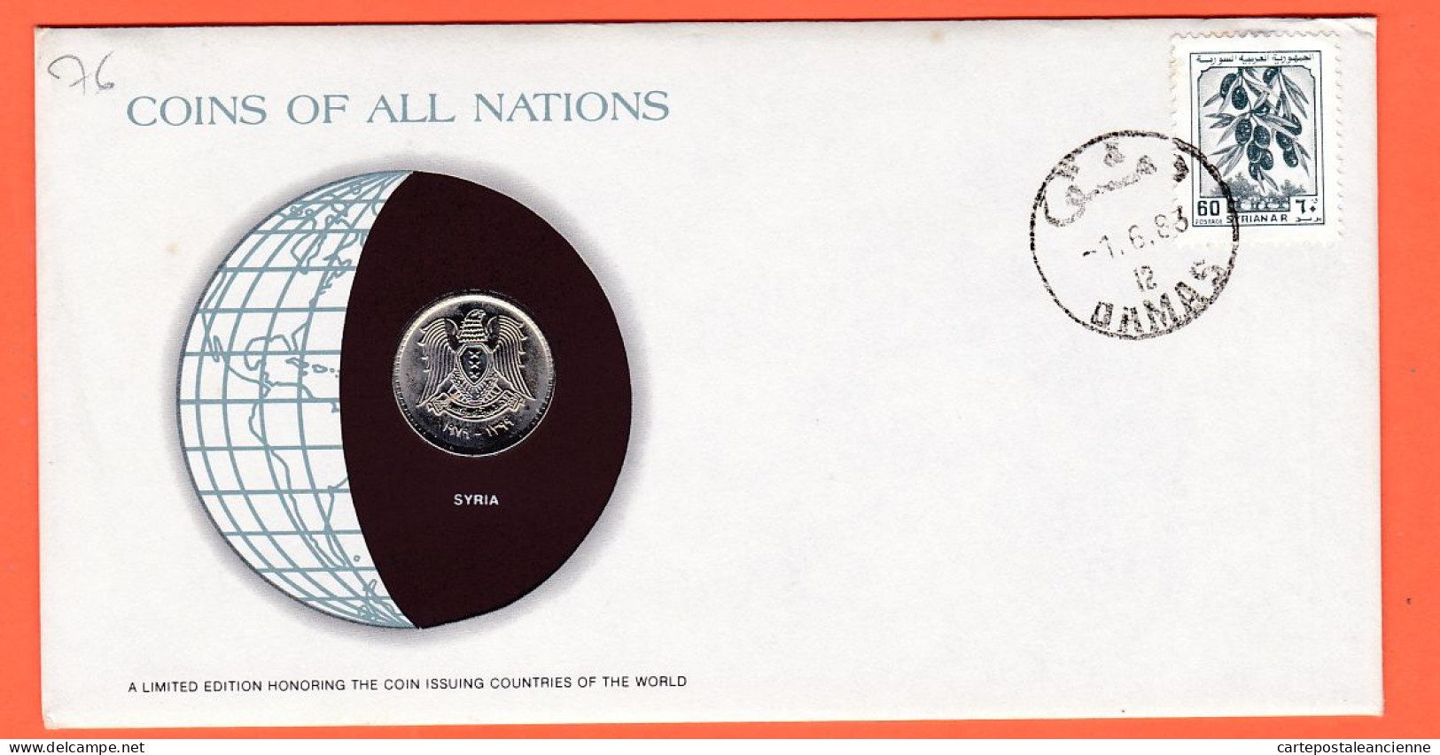 28285 / SYRIA 25 Piastres Syrie FRANKLIN MINT Coins Nations Coin Limited Edition Enveloppe Numismatique Numiscover - Syrie