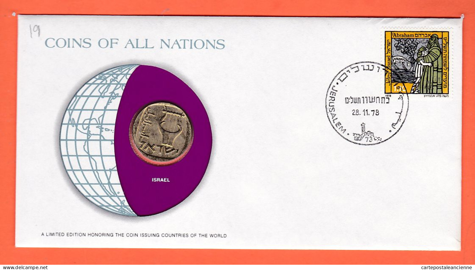 28300 / ⭐ ◉ ISRAEL 25 Agoroth 197?  FRANKLIN MINT Coins Nations Coin Limited Edition Enveloppe Numismatique Numiscover - Israele