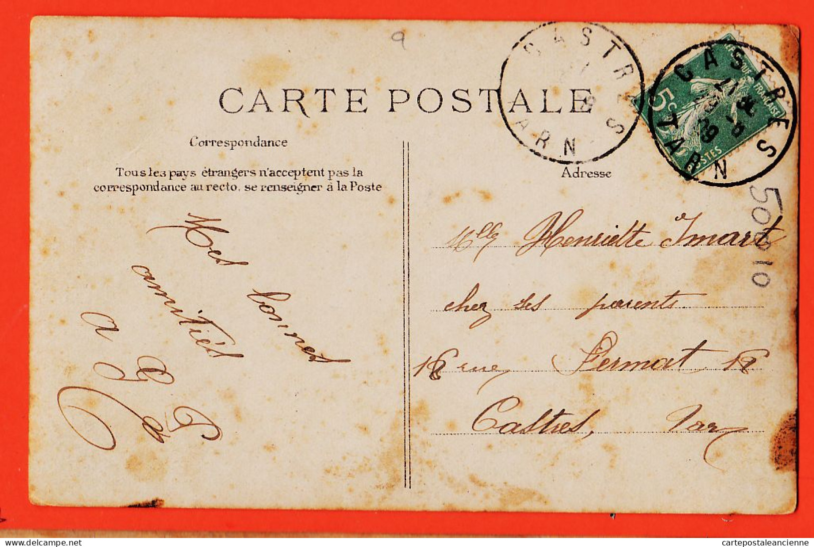 28055 / LES TIMBRES Et Leur LANGAGE 1909 à Henriette IMART Rue Fermat Castres - E.L.D LE DELEY - Briefmarken (Abbildungen)