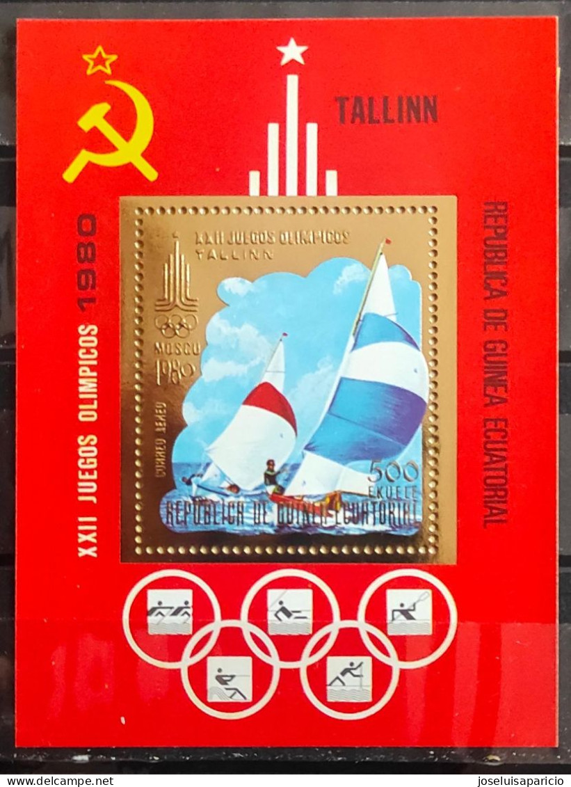 XXII JUEGOS OIMPICOS MOSCU- TALLINN  VELA 80- HOJA BLOQUE DORADA PERFORADA - Verano 1980: Moscu