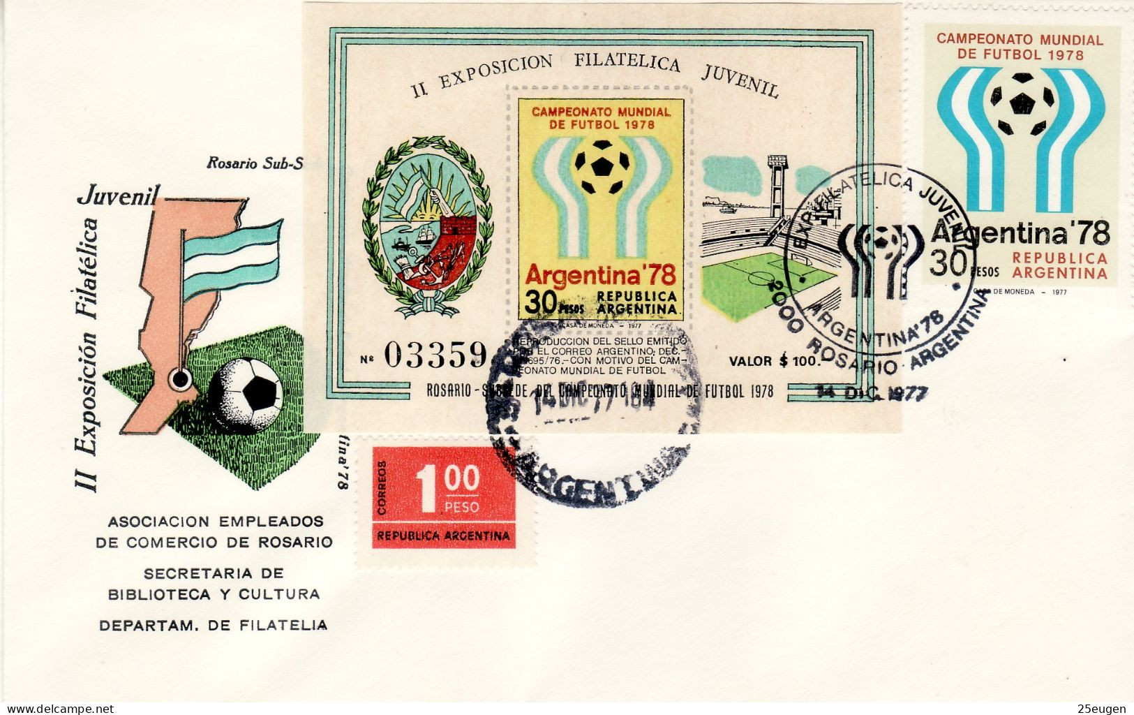 ARGENTINA 1977 COMMEMORATIVE COVER STAMPS EXHIBITION JUVENIL 77 - 1978 – Argentine