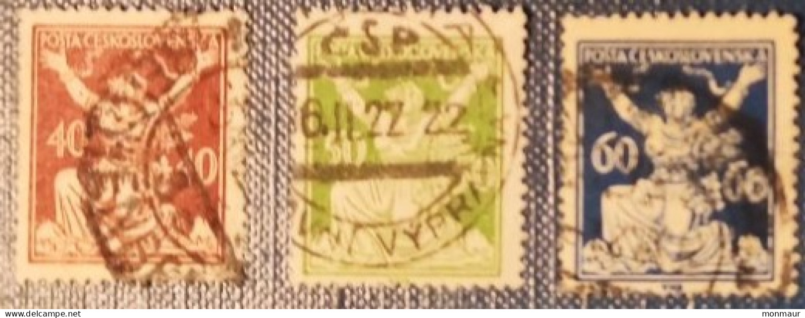 CECOSLOVACCHIA  1920-25 YT 166-168-169 - Gebraucht