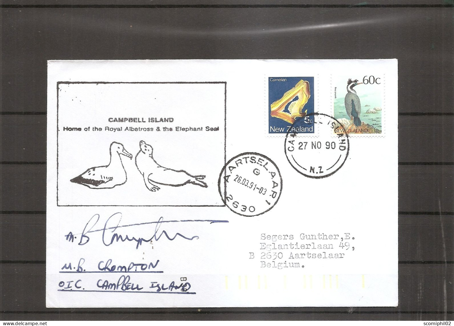 Nouvelle - Zélande ( Lettre De 1990 De CampbellIsland Vers La Belgique à Voir) - Cartas & Documentos