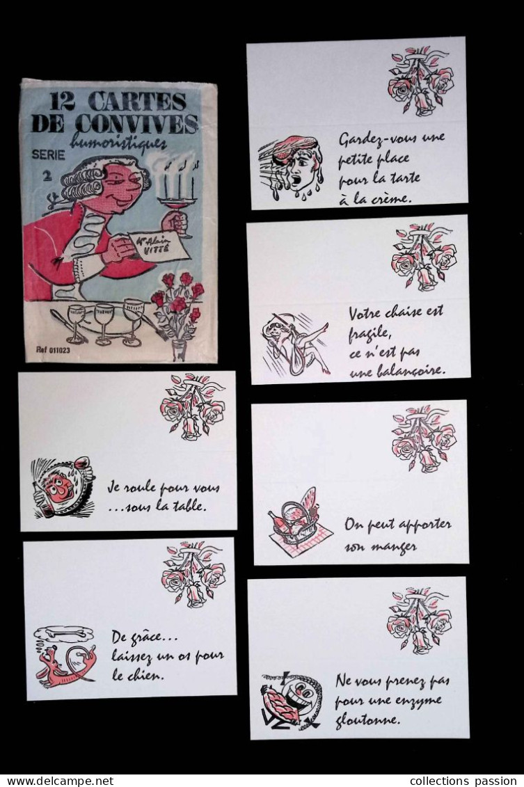 Pochette De Cartes De Convives Humoristiques, Série 2, 2 Scans,  LOT DE 10 CARTES DE CONVIVES - Ohne Zuordnung