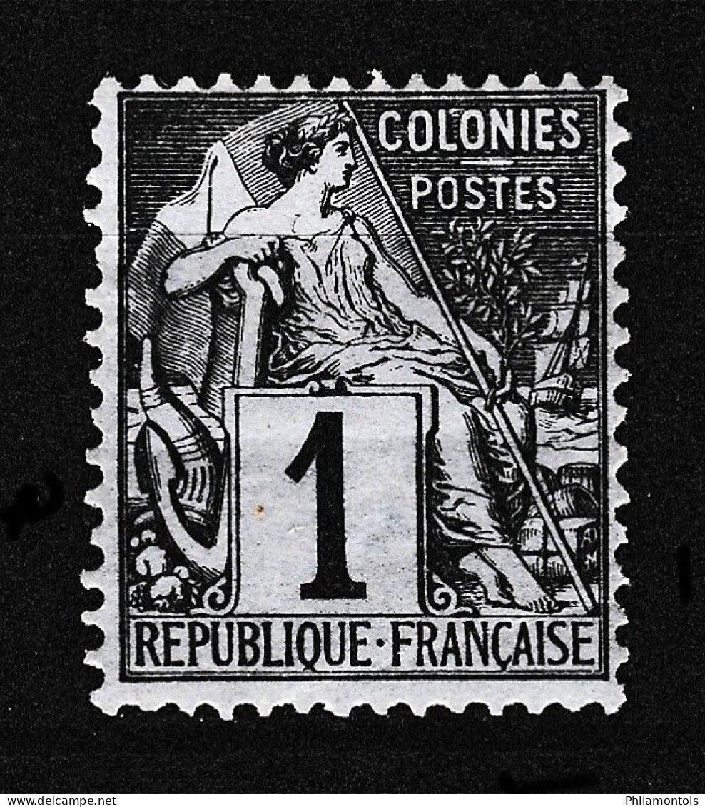 Colonies Générales - 46 - 1c Noir Type Alphée Dubois - Neuf N* - Très Beau - Alphée Dubois