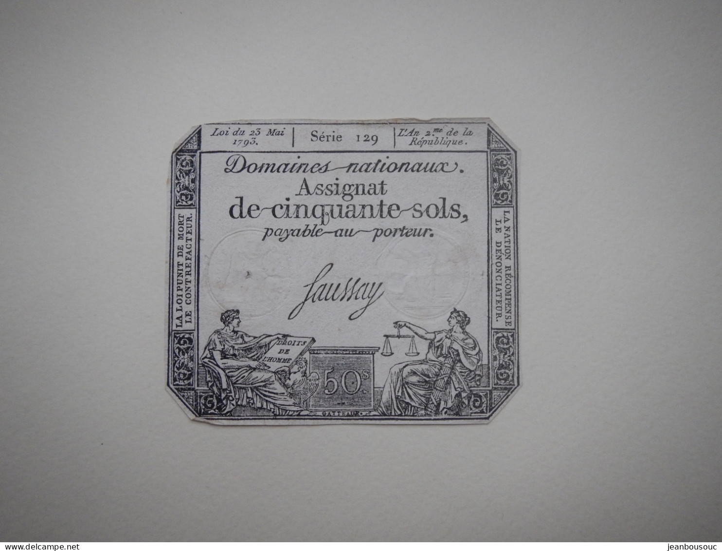 ASSIGNAT DE CINQUANTES SOLS 1793 - Assignats