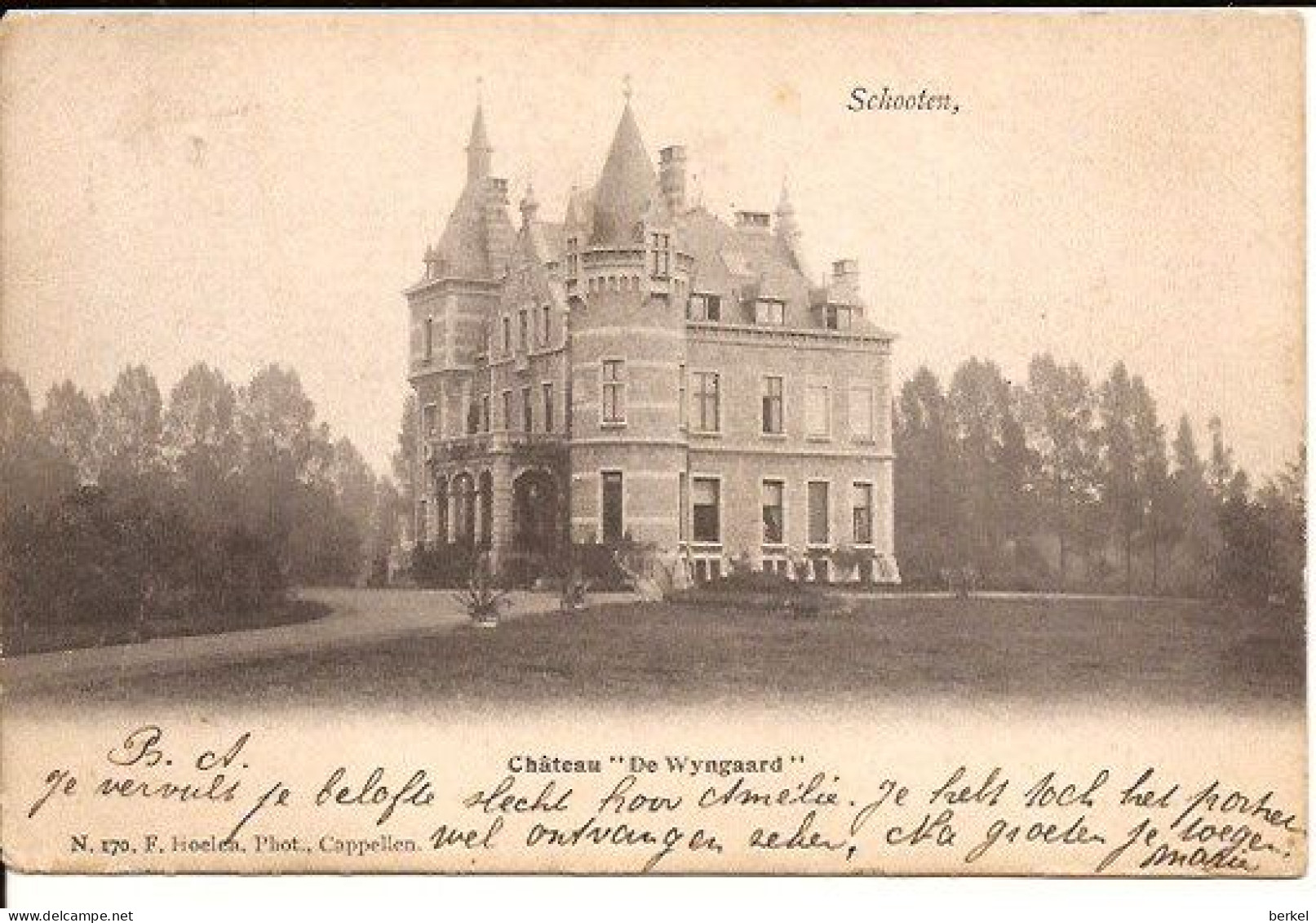 SCHOTEN CHÂTEAU  DE WYNGAARD 1905 Nr  1148  D1 - Schoten