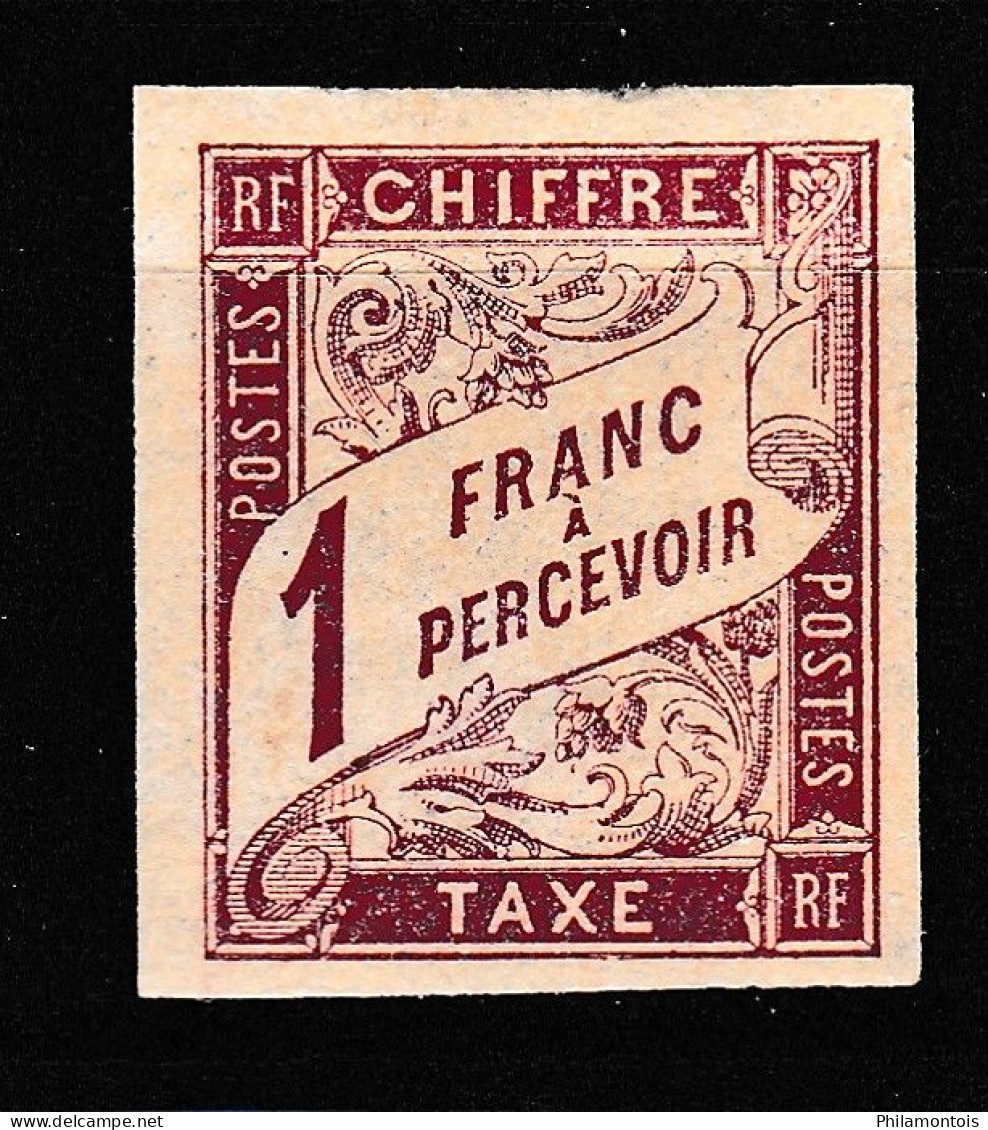 Colonies Générales - Taxe 25 - 1F Rose Sur Paille - Neuf N* (presque NSG) - Très Beau - Postage Due