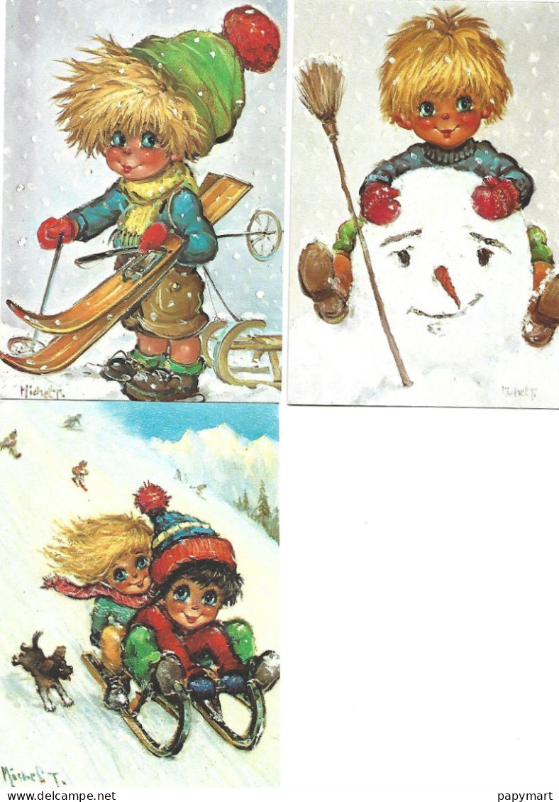 Lot 3 CPM  "Les Petits" Par Michel Thomas Série J'AIME LA NEIGE. N° 99, 103 Et 106 - Thomas