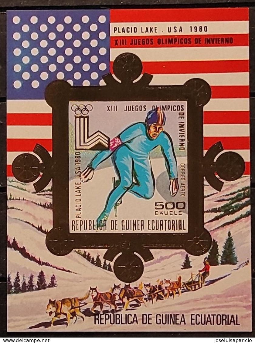 XIII JUEGOS OLIMPICOS DE INVIERNO PLACID LAKE - USA 1980 HOJA BLOQUE DORADA IMPERFORADA - Invierno 1980: Lake Placid