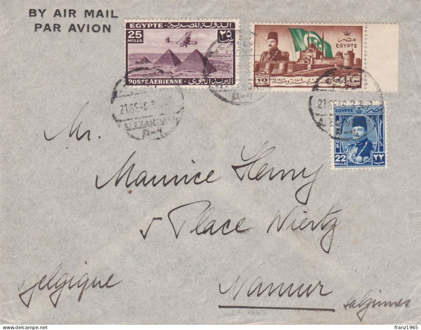 From Egypt To Belgium - 1946 - Lettres & Documents