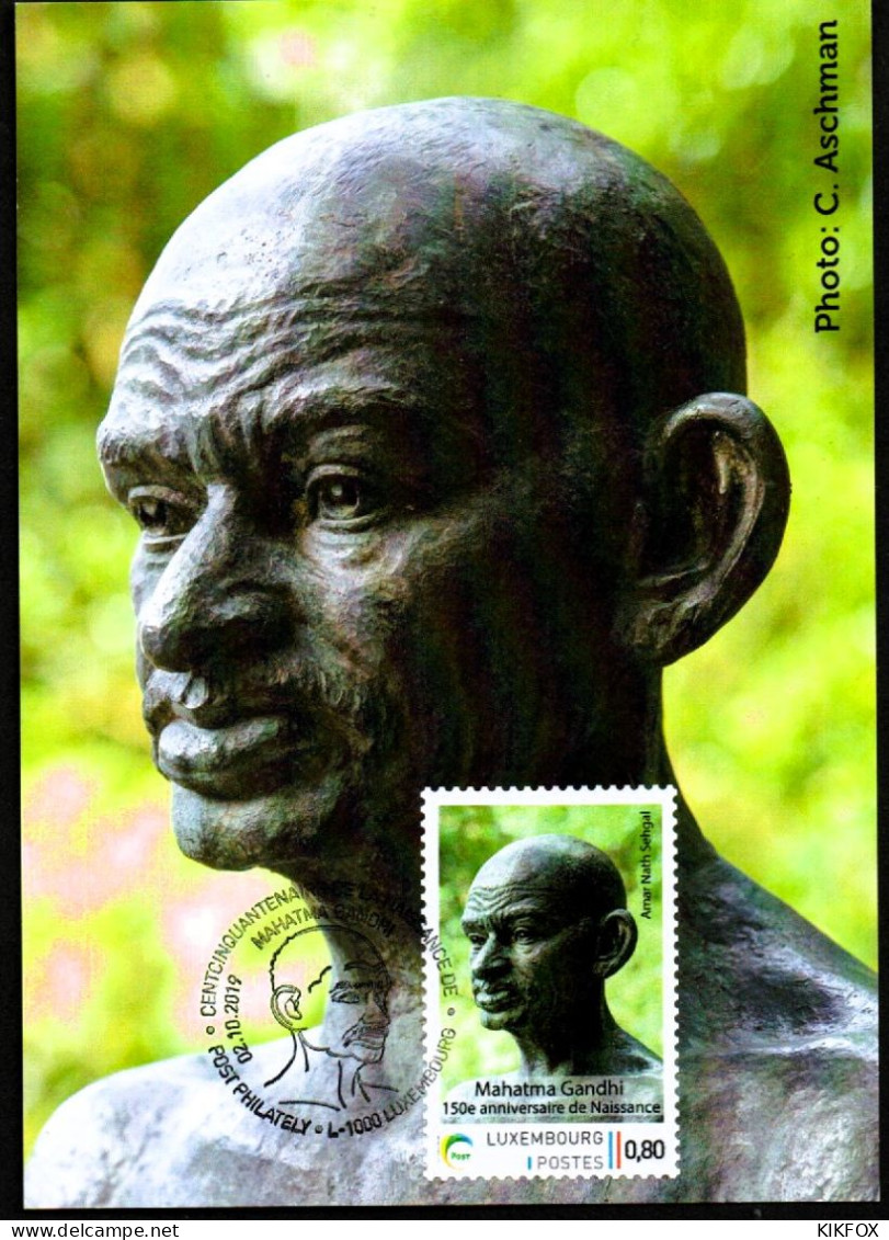 LUXEMBOURG , LUXEMBURG, ,2019, 150 Anniversary Mahatma Gandhi , CARTE POSTALE - Lettres & Documents