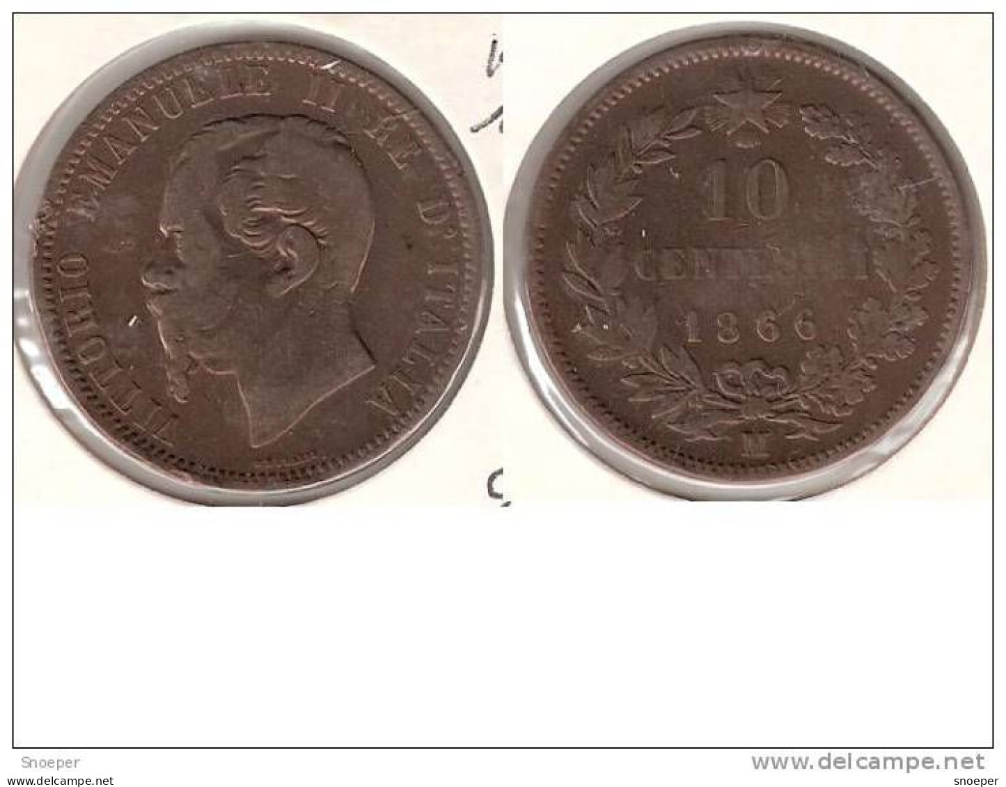 *italy 10 Centesimi 1866 M  Km 11.1 - 1861-1878 : Victor Emmanuel II